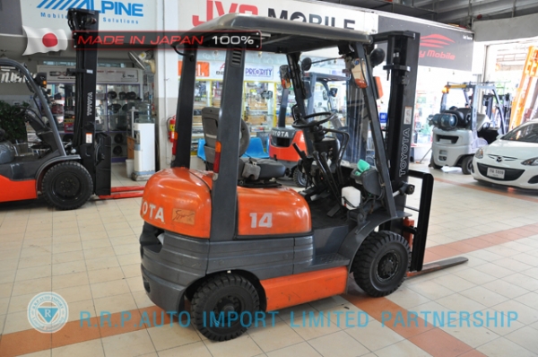 ขายรถโฟล์คลิฟท์มือสอง TOYOTA รุ่น 6FG14-15304 ราคา 155,000 บาท  นำเข้าจากประเทศญี่ปุ่น 100\% ไม่เคยใช้งานในไทย