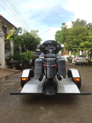พ่วงบรรทุกมอไซค์ แบบเตี้ย กระดกได้ ขึ้น ลง ง่ายๆ คนเดียว สบายๆ พ่วงบรรทุกมอไซค์ แบบเตี้ย กระดกได้ ขึ้น ลง ง่ายๆ คนเดียว สบายๆ