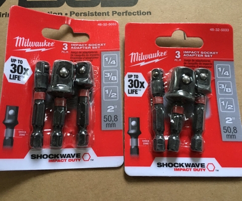 หัวแปลงสว่านไขควงเป็นหัวบล็อก ทนแรงบิดได้สูง Milwaukee Shockwave Socket Adapter Set (48-32-5033) 1/4" 3/8" 1/2"