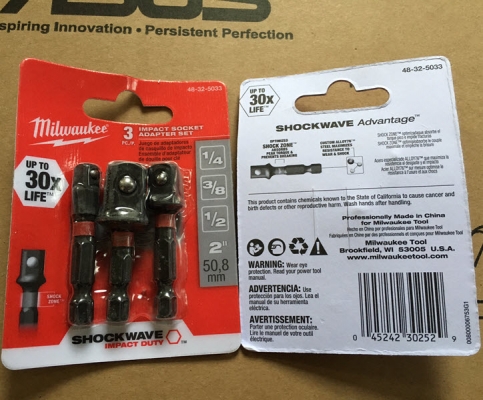 หัวแปลงสว่านไขควงเป็นหัวบล็อก ทนแรงบิดได้สูง Milwaukee Shockwave Socket Adapter Set (48-32-5033) 1/4" 3/8" 1/2" หัวแปลงสว่านไขควงเป็นหัวบล็อก ทนแรงบิดได้สูง Milwaukee Shockwave Socket Adapter Set (48-32-5033) 1/4" 3/8" 1/2"