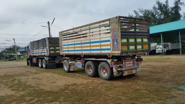 ขายรถพ่วง Isuzu เครื่อง 360 แรง ปี 55 กระบะดัมพ์มิเนียม ลูก 3 เพลาแท้ ทะเบียนพร้อม