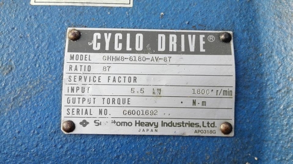 ** SOLD ** มอเตอร์เกียร์ Sumitomo 7.5 HP ทด 1:87 ( 17rpm) 380V พร้อมใช้งาน