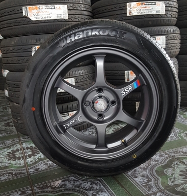 ขายล้อใหม่15 SSR 4รู100 พร้อมยางใหม่ HONKOOK V2  4 ล้อ
