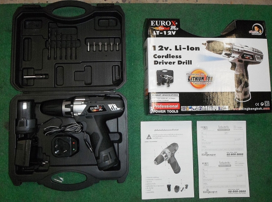 ลดเเหลกEUROX สว่านไร้สาย 12V สีเทา ลดเเหลกEUROX สว่านไร้สาย 12V สีเทา