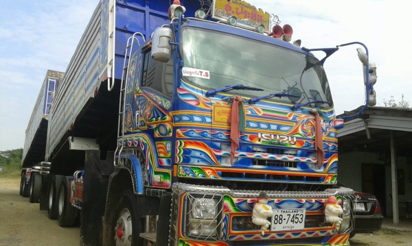 ขายรถพ่วง Isuzu เครื่อง 360 แรง ปี 55 กระบะดัมพ์มิเนียม ลูก 3 เพลาแท้ ทะเบียนพร้อม