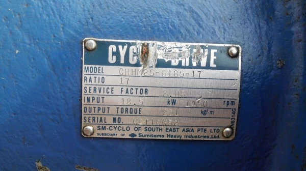 มอเตอร์เกียร์ Sumitomo 25 HP ทด 1:17 (88rpm) 380V พร้อมใช้งาน