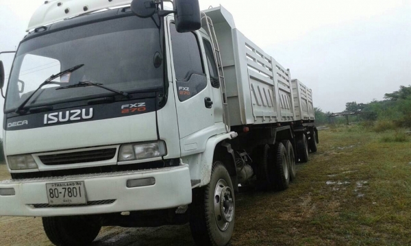 ขายรถพ่วงดัมพ์ Isuzu เครื่อง 270 แรง ปี 42 กระบะดัมพ์สามมิตร ลูก 2 เพลา ทะเบียนพร้อม
