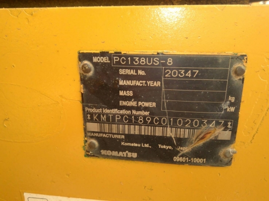 ขายรถแบคโฮ Komatsu PC138us รุ่น 8 รถเก่านอก นำเข้าจากประเทศญี่ปุ่น