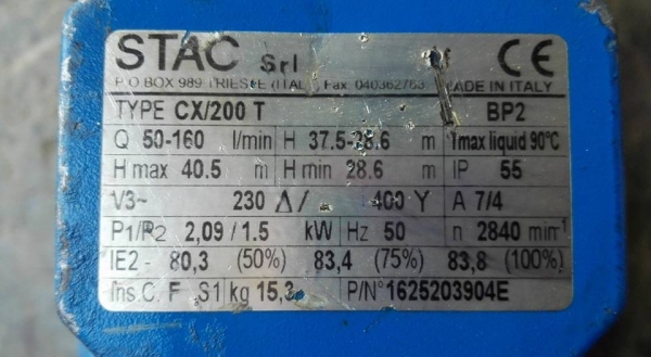 ** SOLD ** ปั้มน้ำหัวสแตนเลสอิตาลี่ Ebara 2 HP 380V สวยสดเดิมพร้อมใช้งาน