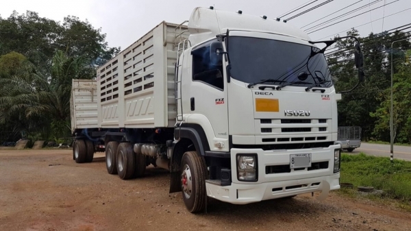 ขาย ISUZU 360 พ่วงแม่ลูก กระบะเหล็กคอกเกษตรดั๊ม สามมิตรแท้ รถปี 57