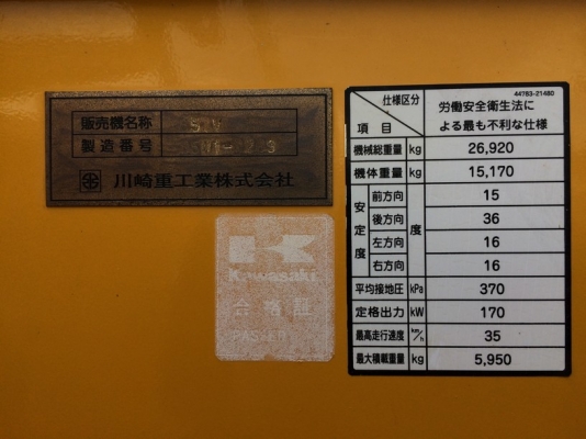 Kawasaki 85ZV ปี 2005 ใช้งาน 5 พันกว่าชม. แท้ ๆ จากญี่ปุ่น (ขนาดเท่า WA430-5) Kawasaki 85ZV ปี 2005 ใช้งาน 5 พันกว่าชม. แท้ ๆ จากญี่ปุ่น (ขนาดเท่า WA430-5)