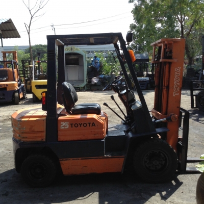 +++ ขายโฟล์คลิฟท์  TOYOTA 5FD25  ขนาด  2.5  ตัน  (เก่าเก็บ  9,000  ชม. สภาพดี)  เครื่องยนต์ดีเซล  เสา  3  เมตร  เกียร์ธรรมดา  งา 1,070  มม.  ยางตันครับ