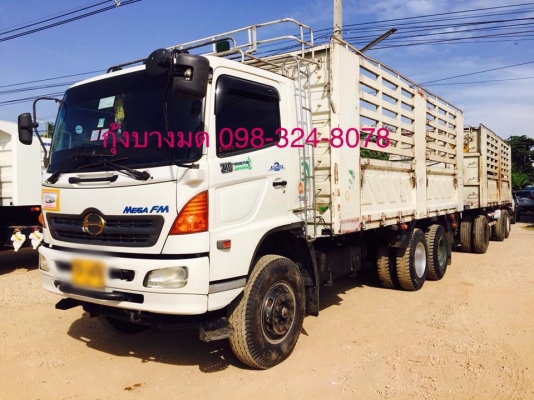 ขายรถพ่วงไม่ดัมพ์ Hino mega เครื่อง 320 แรง ปี 47 กระบะไม่ดัมพ์สามมิตร ลูก 3 เพลาแท้ ทะเบียนพร้อม