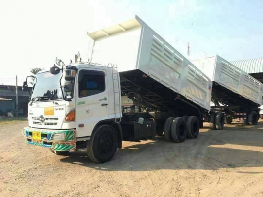 ขายรถพ่วงดัมพ์ HINO FM8J เครื่อง 251 แรง 2 เพลา ปี 55 กระบะดัมพ์สามมิตร ลูก 2 เพลา ไมล์ 190,000 ทะเบียนพร้อม