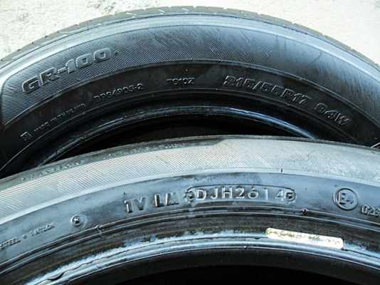 ยาง17 บริดสโตน 215-55-17ลงพื้นปี15 ดอกเกือบ1เซ็น GR-100