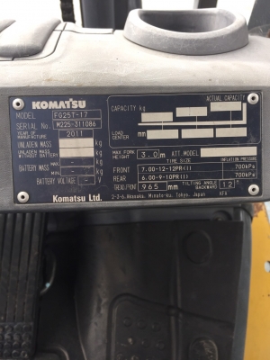 KOMAT'SU FG25T-17  SERIAL NO.-M225-311086 ปี2011