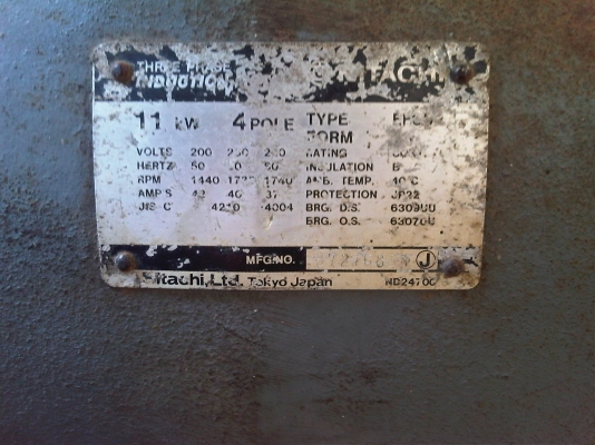 ขายมอเตอร์ไฟฟ้า Hitachi 15 แรง นำเข้าจากญี่ปุ่น ใช้ไฟ3สาย(ใช้ไฟเมืองไทยได้เลย) ขายมอเตอร์ไฟฟ้า Hitachi 15 แรง นำเข้าจากญี่ปุ่น ใช้ไฟ3สาย(ใช้ไฟเมืองไทยได้เลย)