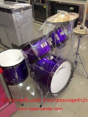 โปรโมชั่น-กลองชุด ตัวเล็ก ViVid สีแดง ของใหม่ ครบชุด พร้อมเก้าอี้นั่ง ไม้กลอง มีหลายสี