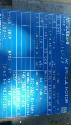 3200 บ. กทม.ส่งฟรี 083-2000058 IDline : line832923 AC SPINDEL MOTOR ยี่ห้อมิตซูบิชิขนาดกำลัง3.7KW