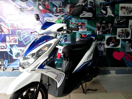 (ผ่อนได้ดาวน์ 4900 บาท) MIO 125 i mx สีขาวนํ้าเงิน รุ่นล้อแมกซ์ขอบขาว 36900 (ผ่อนได้ดาวน์ 4900 บาท) MIO 125 i mx สีขาวนํ้าเงิน รุ่นล้อแมกซ์ขอบขาว 36900