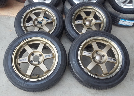 ล้อมือ2 TE37ขอบ15 4 รู100 พร้อมยางปี14 4 ล้อ