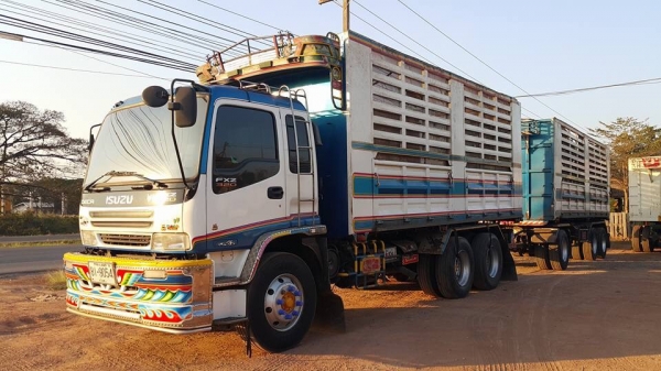 พ่วง 22 ล้อ ISUZU FXZ 320 แรง EURO2 MAXLOAD ปี 52 กระบะเหล็กคอกเกษตร ดั๊มพ์ อู่ สหกิจ ราคา 2.1 ล้านต