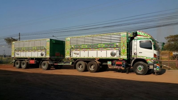 ขาย HINO 344 พ่วงแม่ลูก กระบะเนียมคอกเกษตรดั๊ม อู่ ไทยรุ่งเรือง รถปี 56