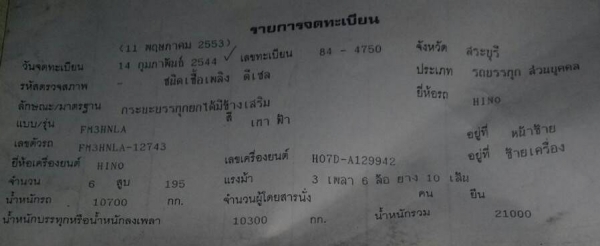 10 ล้อ 2 เพลา HINO 3H 195 แรง เดิม ๆ กระบะโคราช ดั้ม สภาพสวย ๆ เอกสารพร้อมโอน