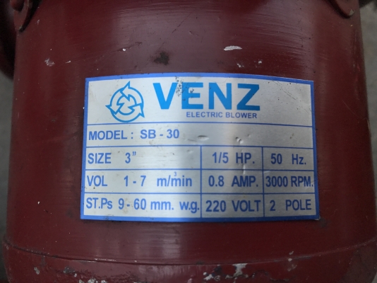 ขายโบวเวอร์เป่าลม-เป่าฝุ่น Venz 1/5HP. 220V ไฟบ้าน ขนาด 3นิ้ว สภาพดีเดิมๆ หมุนนิ่ม พร้อมใช้งาน มี 6ตัวครับ ขายโบวเวอร์เป่าลม-เป่าฝุ่น Venz 1/5HP. 220V ไฟบ้าน ขนาด 3นิ้ว สภาพดีเดิมๆ หมุนนิ่ม พร้อมใช้งาน มี 6ตัวครับ