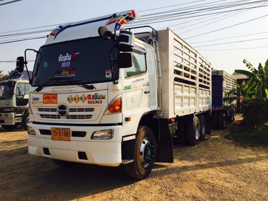 ขายรถสิบล้อแม่-ลูกไม่ดัมพ์ Hino เครื่อง 380 แรง ปี 55 ลูก 3 เพลาแท้ ทะเบียนพร้อม