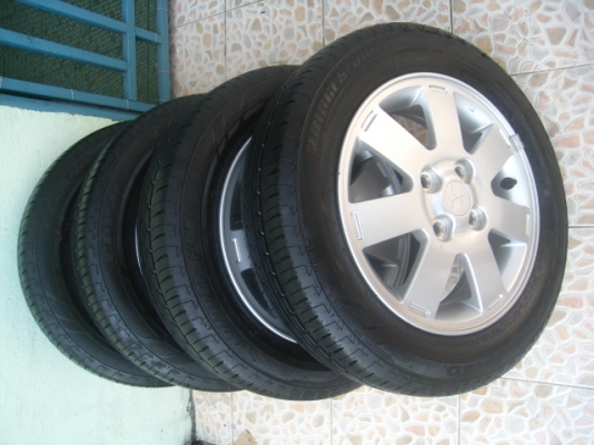 ขายล้อแม็กเดิม mitsu mirage 14"x4.5" et 46 4รู100 +ยางปี12 (081-3747940)