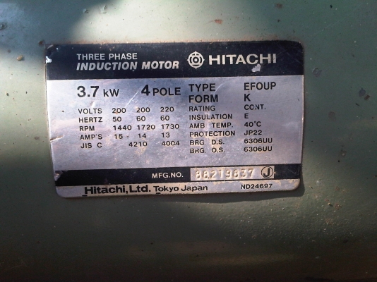 ขายมอเตอร์ไฟฟ้า Hitachi 4 แรงไฟ3สาย(ใช้ไฟเมืองไทยได้) นำเข้าจากญี่ปุ่น