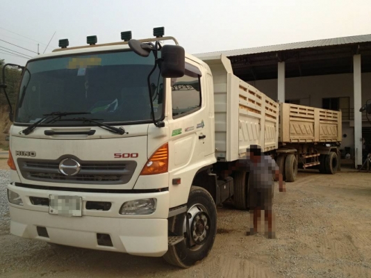 ขายรถพ่วงแม่-ลูกดัมพ์ HINO MEGA 380 ปี 2553 ลูกอ่อนดัมพ์สามมิตร 2 เพลา ราคา 3250000