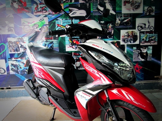 (ผ่อนได้ดาวน์ 4900) MIO 125 i mx สีขาวดำแดง รุ่นท็อบล้อแมกซ์ 33900