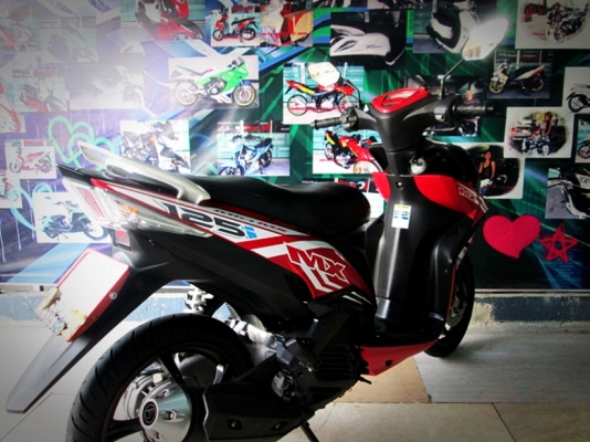 (ผ่อนได้ดาวน์ 4900) MIO 125 i mx สีขาวดำแดง รุ่นท็อบล้อแมกซ์ 33900