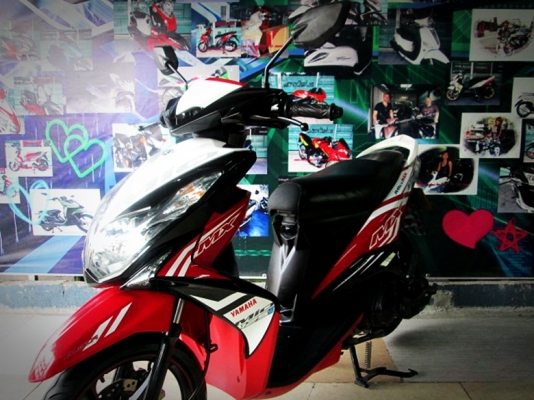 (ผ่อนได้ดาวน์ 4900) MIO 125 i mx สีขาวดำแดง รุ่นท็อบล้อแมกซ์ 33900