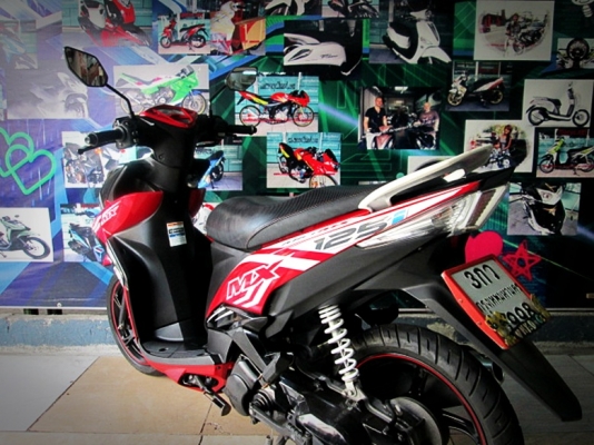 (ผ่อนได้ดาวน์ 4900) MIO 125 i mx สีขาวดำแดง รุ่นท็อบล้อแมกซ์ 33900