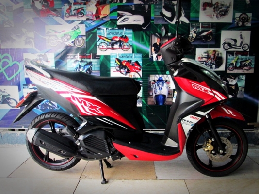 (ผ่อนได้ดาวน์ 4900) MIO 125 i mx สีขาวดำแดง รุ่นท็อบล้อแมกซ์ 33900