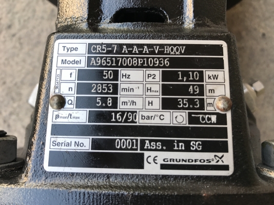 ขายปั้มน้ำแรงดันสูงแบบตั้ง Grundfos 1.5HP. 380V สภาพสวยมาก วิ่งนิ่ม พร้อมใช้งาน