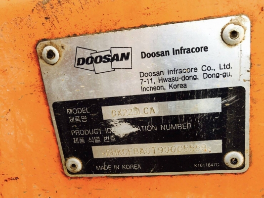 ขายรถแบคโฮ Doosan Dx225LCA มือสองไทย ใช้งาน 10,416 ชม.