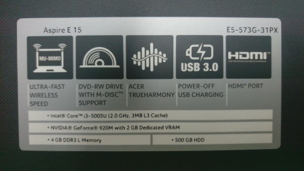 ACER E15 E5-573G Core i3