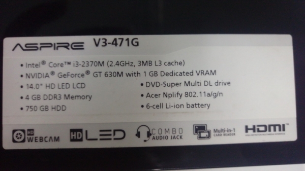 ACER V3-471G Core i3
