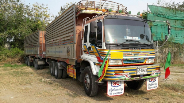 ขายรถพ่วงดัมพ์ Isuzu เครื่อง 270 แรง ปี 47 เครื่องส้ม ดัมพ์มิเนียมแม่ลูก ลูก 3 เพลา ทะเบียนพร้อม
