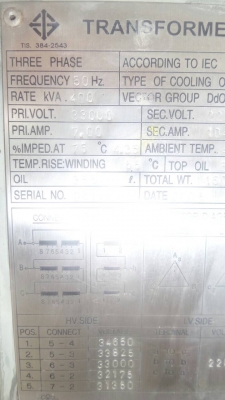 หม้อแปลงไฟฟ้าสภาพสวยเหมือนใหม่400kva..มีใบจาก กฟภ.พร้อม