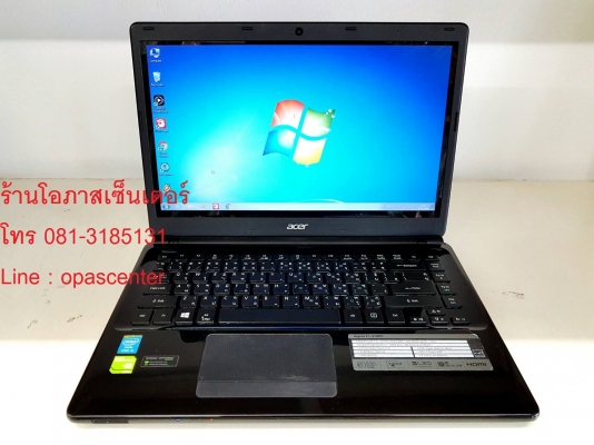 โน๊ตบุ๊ค ACER รุ่น E1-470F Core i5-3337U 1.8 GHz RAM 4 GB Hdd 500 GB การ์ดจอ Geforce 720M สภาพใหม่ ที่ชาร์ท