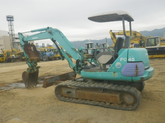 Komatsu PC45-1 เก่าญี่ปุ่น ปั้มนิ้ว มีปากคีบในตัว