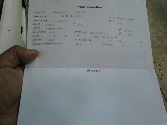 รถฮีโน่ 6 ล้อ รั้ว ( ไม่ดั้ม ) FC4J 150 แรงม้า ปี 50. , ( รถวิ่ง 5x,xxx กม. ) สนใจติดต่อ 081 - 60795