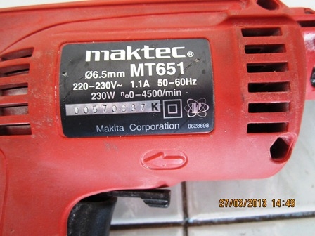 สว่านไฟฟ้าMAKTECรุ่นMT651สภาพใหม่ พร้อมใช้งาน สว่านไฟฟ้าMAKTECรุ่นMT651สภาพใหม่ พร้อมใช้งาน