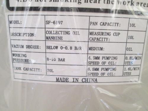 ราคาพิเศษ!! เครื่องเปลี่ยนถ่ายน้ำมันเครื่อง LUMAN  SF-6197 เพียง 7,900 บาท รหัสสินค้า : 80904509 www.nihonmono.com