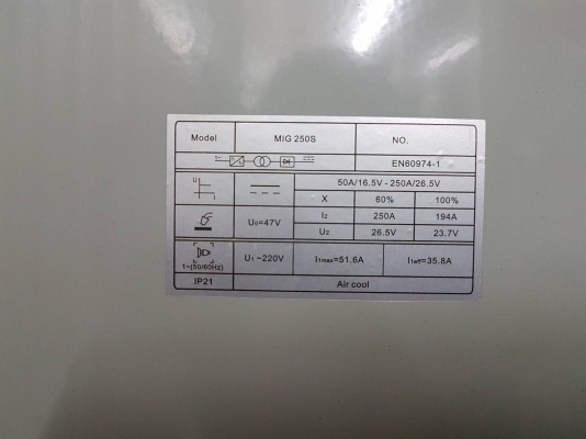 เครื่องเชื่อม Co2 ยี่ห้อ Rilon 250 แอมป์ รุ่น MIG250S ฟีดใน ตัวใหญ่ พร้อมสายเชื่อม ลวดเชื่อม สภาพดี ขายถูก